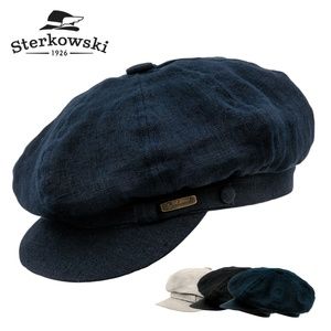 Black Sterkowski LINEN Summer Artist Cap Paper Boy Vintage Polish